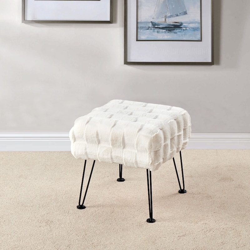 Home Soft Things Brick FauxFur Stool Soft Ottoman Furry Padded Seat