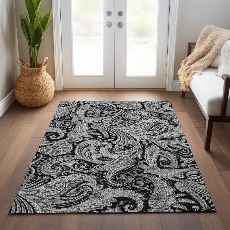Machine Washable Indoor/ Outdoor Chantille Traditional Paisley Rug