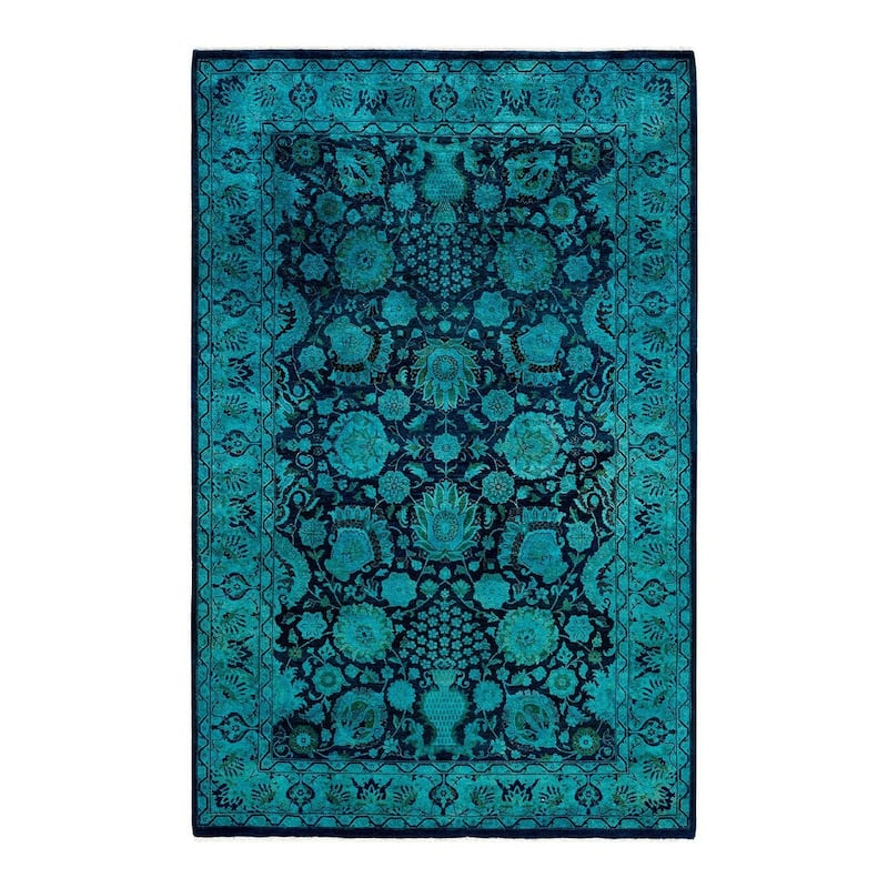 Overdyed, One-of-a-Kind Hand-Knotted Area Rug - Blue - 4' 8" x 7' 2"