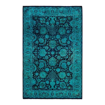 Overdyed, One-of-a-Kind Hand-Knotted Area Rug - Blue - 4' 8" x 7' 2"