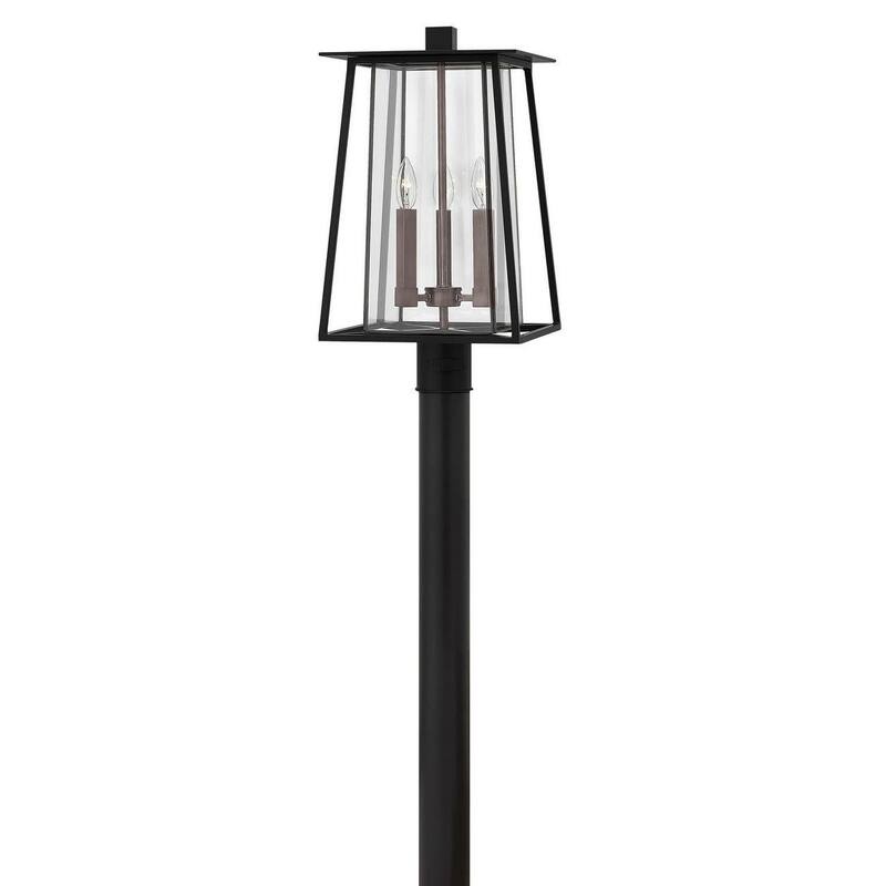 Hinkley Lighting Walker 3 Light 20.75" Tall Post Light with Clear - Black