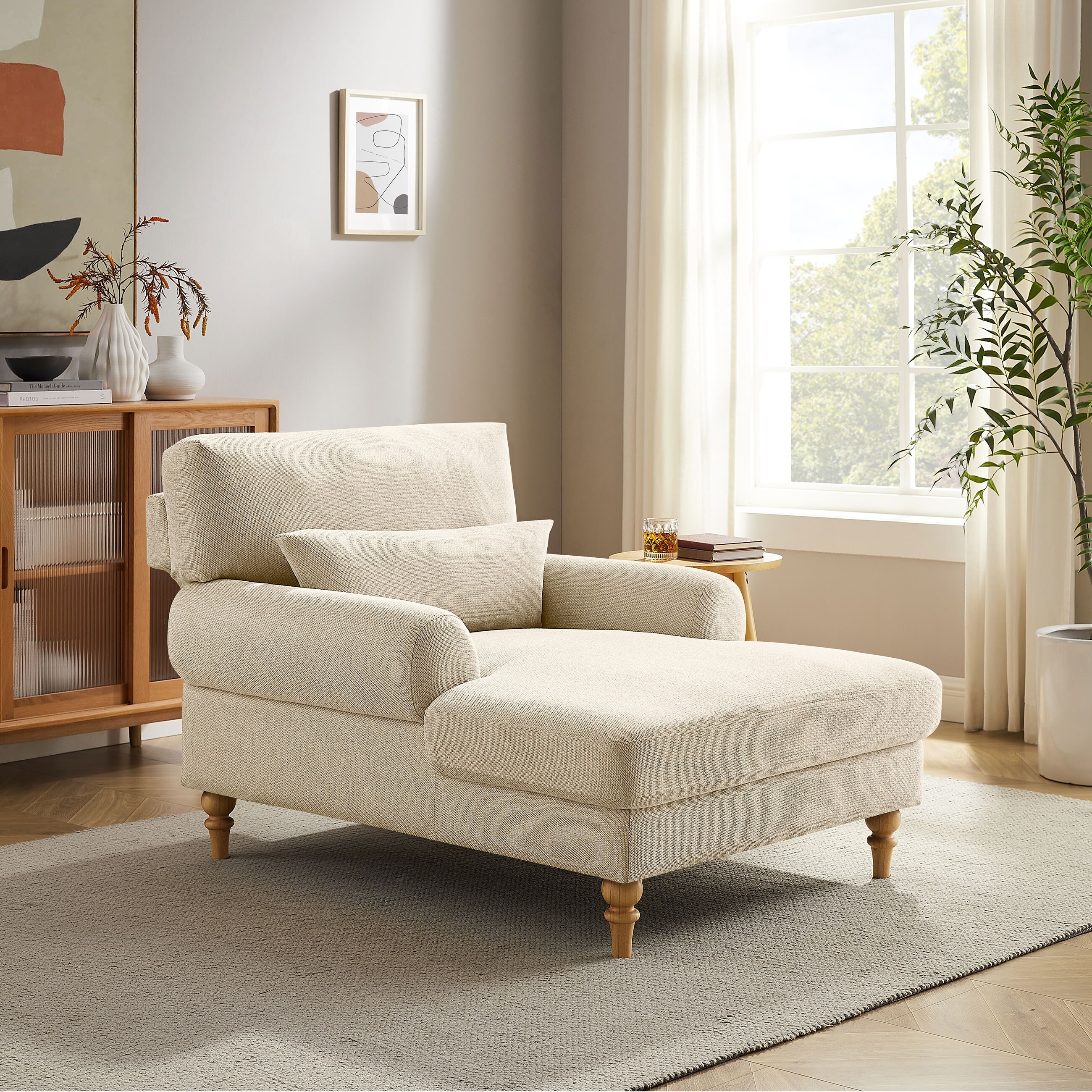 Beige chaise shop lounge