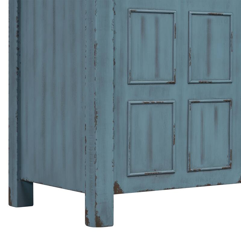 36" Bathroom Vanity with Undermount Resin Sink, Retro Blue Bathroom Storage Cabinet with Adjustable Shelves, Solid Wood Frame