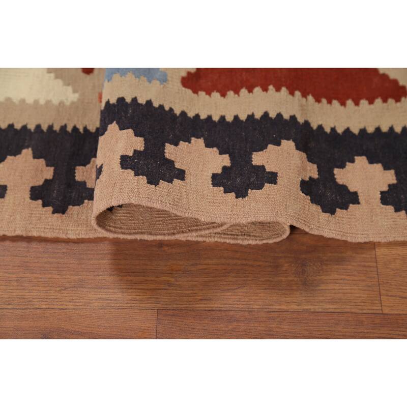 Vegetable Dye Kilim Qashqai Persian Accent Rug Handmade Wool Carpet - 3'3"x 4'10"