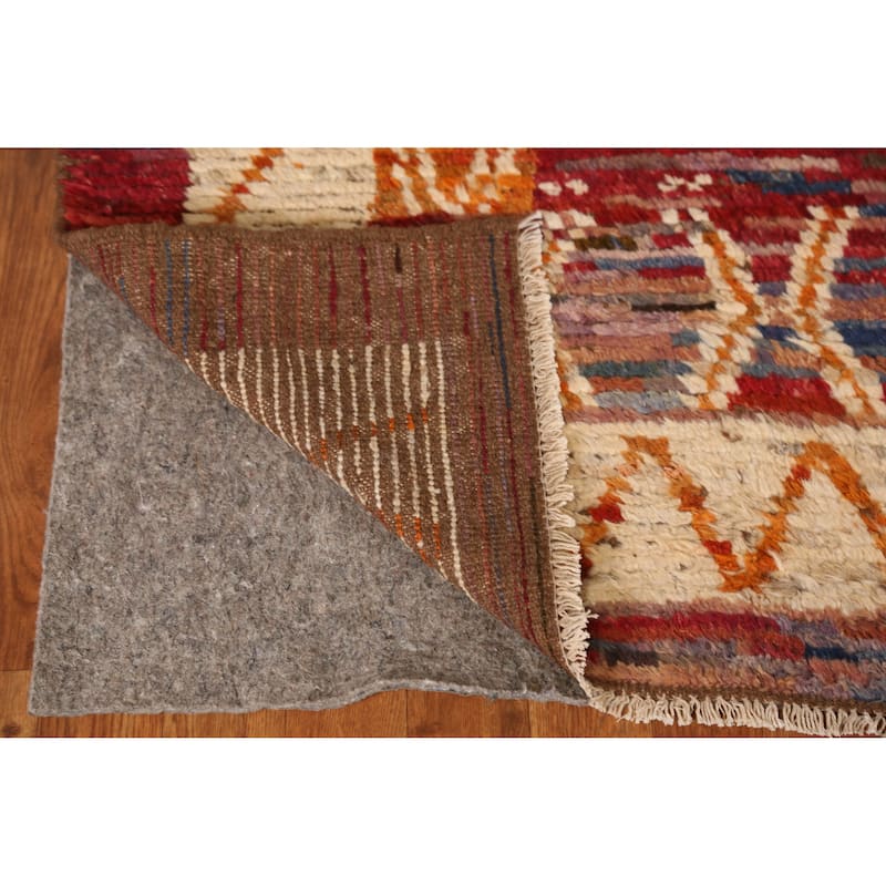 Geometric Purple Moroccan Oriental Area Rug Handmade Wool Carpet - 6'9" x 9'6"