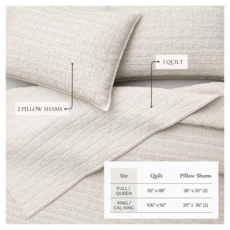 Linery & Co. Cotton Honeycomb Waffle Garment Washed Quilt Set