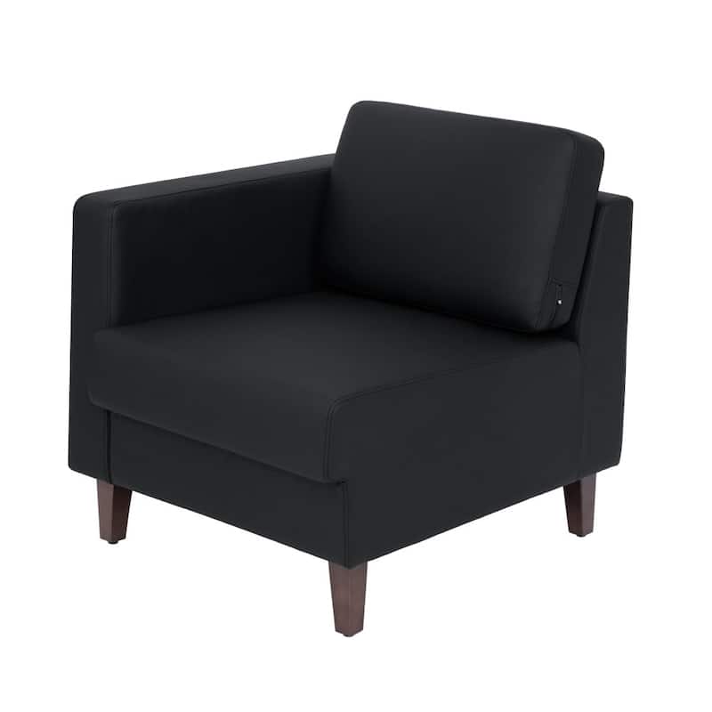 Commercial Modular Left Arm Chair with AC/USB/USB-C Chargers - 28.25"W x 31.5"D x 31.75"H - Black