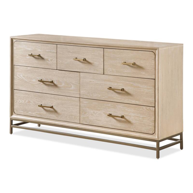 Furniture of America Drayden Transitional Solid Wood 7-Drawer Dresser with Metal Legs