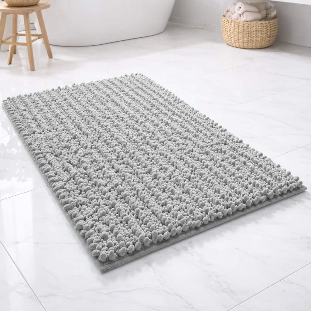 36"x24" - Light Grey Soft Cozy Plush Chenille Bath Mat Bathroom Rug