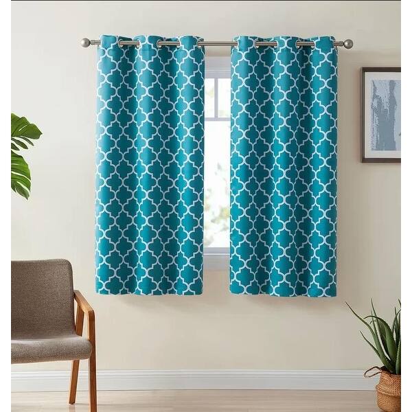 2PC Insulated Foam White Lined Blackout Grommet Window Curtain Panels