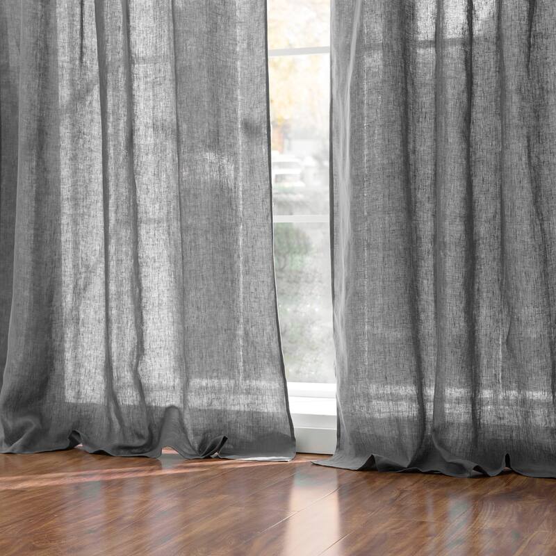 Aurora Home 100% Linen Romantic Tie Top Curtain Set