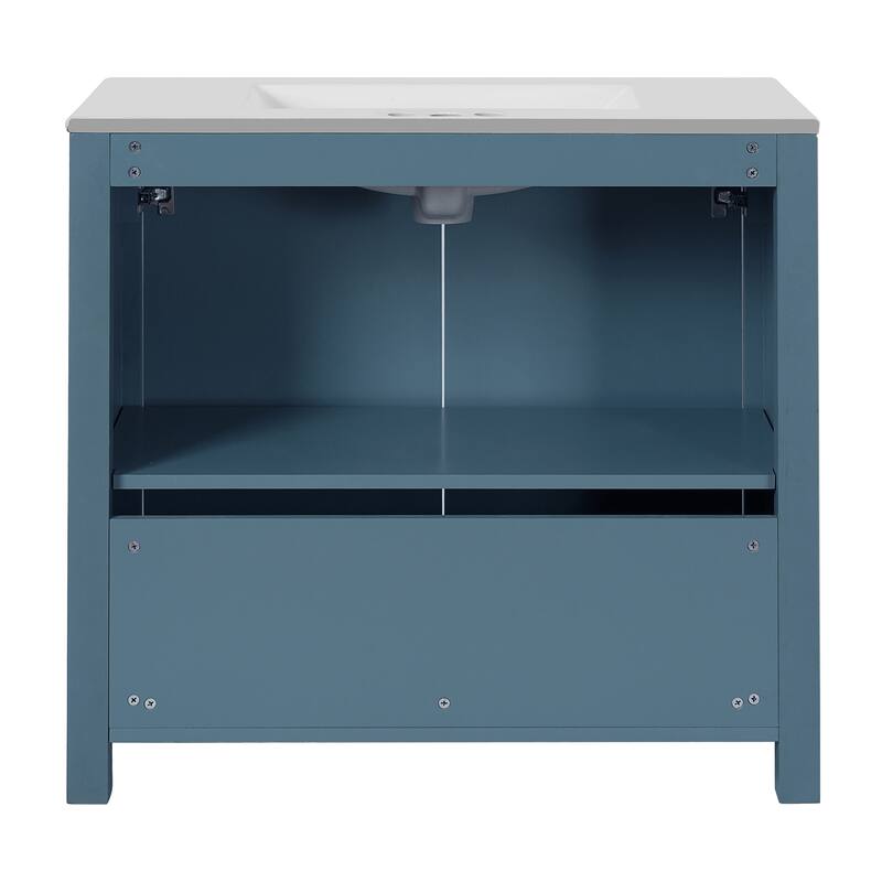 36 inch Bathroom Vanity with Ceramic Sink, Soft-Close Door, Shelf
