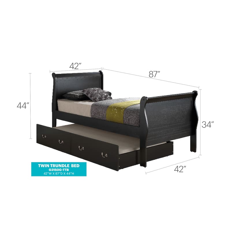 Louis Philippe Twin Trundle Bed with Trundle