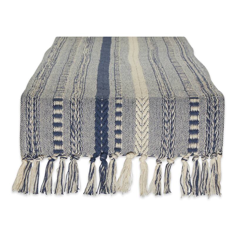 DII Black Braided Stripe Table Runner - 15x72" - French Blue