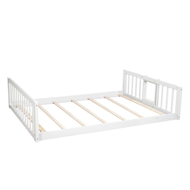 Full Size Wood Triple Bed with Ladder and Slide, Divided Into 3 Separate Beds, Full-Over-Full-Over-Full Triple Bunk Bed Frame