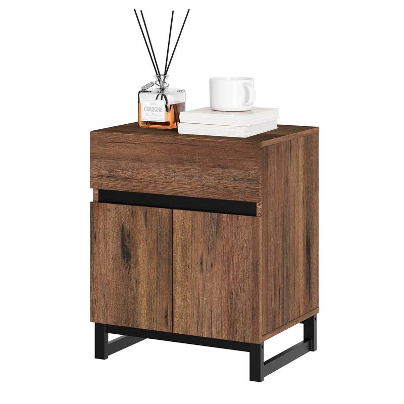 WAMPAT Modern End Table, Farmhouse Sofa Table, Wood Rustic Side End Table for Living Room, Nighstand for Bedroom