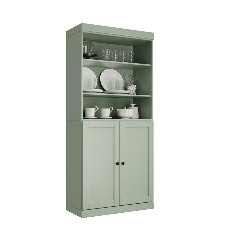 Palace Imports 100% Solid Wood 32" Pantry Cabinet with Shaker Doors, 2-Drawers and Adjustable Shelves