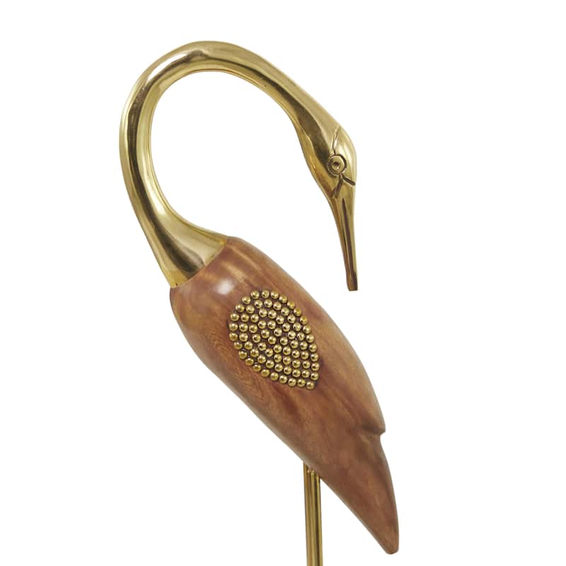 Wood Bird Sculpture - Set of 2 Gold - Roche River Decor