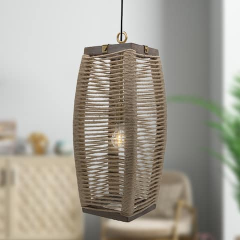 The Curated Nomad Llarima 20-inch Cylinder 1-light Rope Pendant - 40