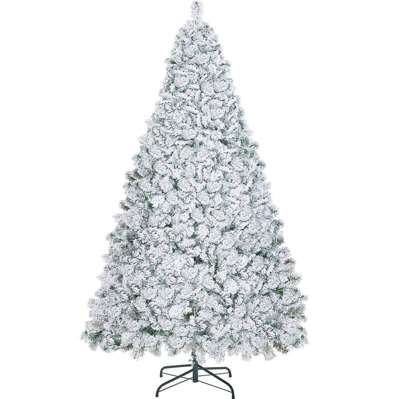 Yaheetech Pre-lit 4.5ft/6ft/7/5ft/9ft Flocked Artificial Christmas Tree with Foldable Stand, Green - 6 Foot