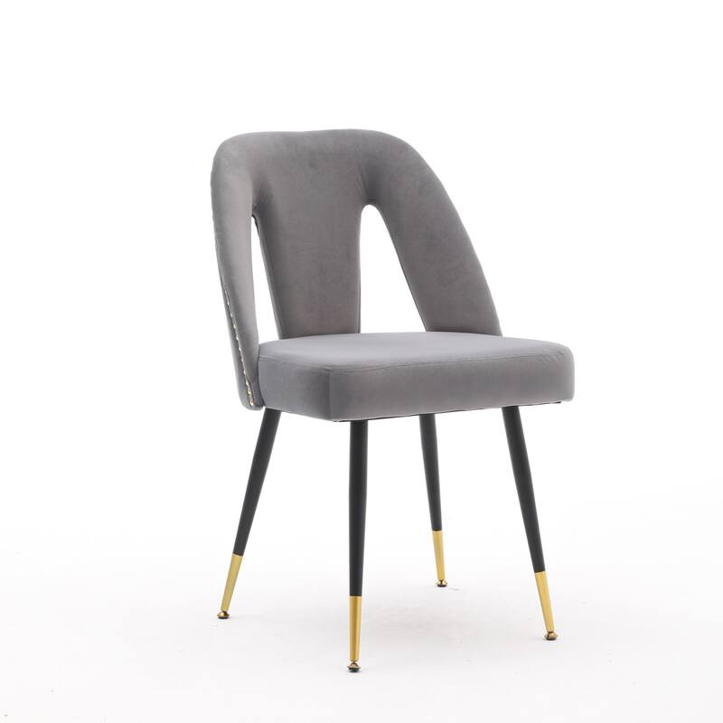 Velvet Upholstered Dining Chair with Nailheads