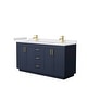 preview thumbnail 42 of 114, Miranda Double Vanity Set, Cultured Marble Top, No Mirror 66-Inch Double - Dark Blue, Gold Trim, White Cultured Marble Top