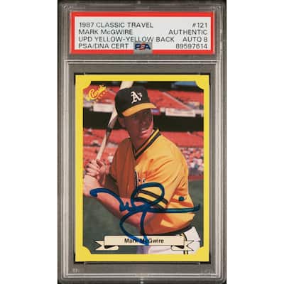 Mark McGwire 1987 Classic Travel Yellow Back Rookie Card #121 Auto PSA 8 9597614 - 8'6" x 11'6"