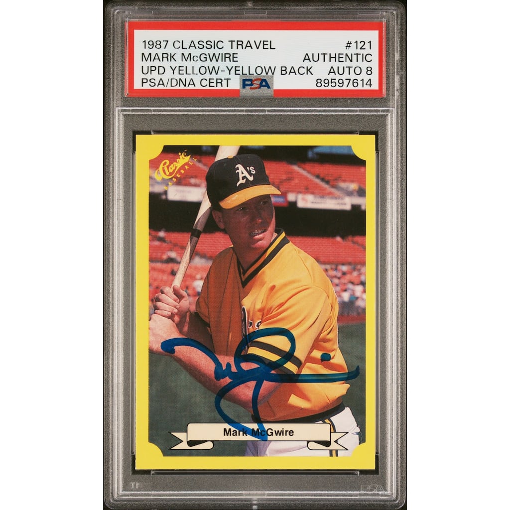 Mark McGwire 1987 Classic Travel Yellow Back Rookie Card #121 Auto PSA 8 9597614 - 8'6" x 11'6"