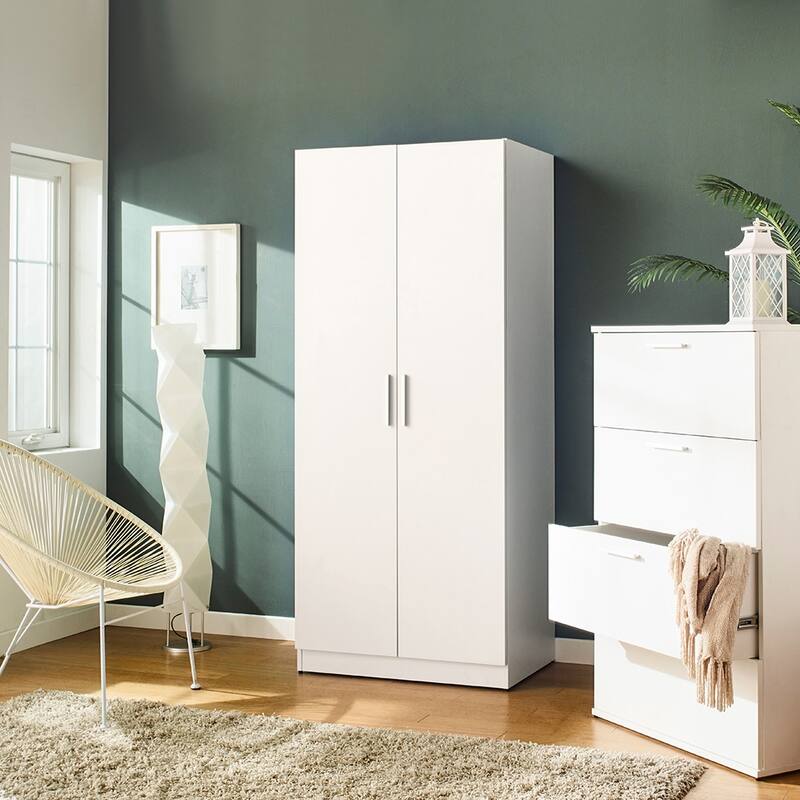 Mia Tall Shoe Cabinet with Six Shelves in White