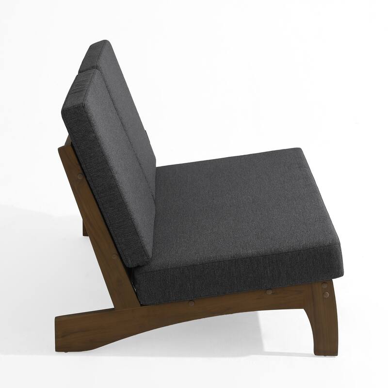 Outdoor Patio Solid Wood Chairs Loveseat Table Chat Set with Cushion