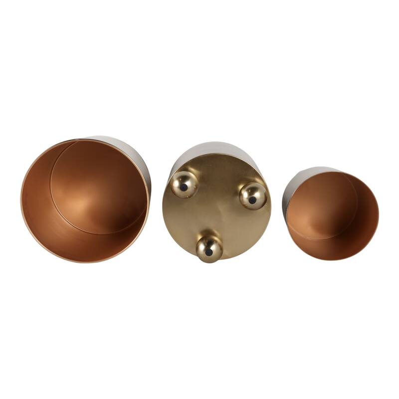 Modern Metal Planters with Spherical Legs and Sleek Dual-Tone Design, Set of 3 - 10.5" x 10.5" x 12.75"