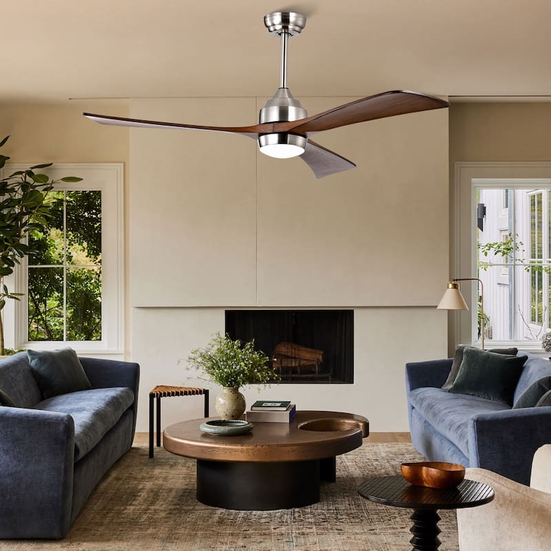 52" Ceiling Fan with Lights Remote Control,Quiet DC Motor 6 Speed Levels,Reversible Blades, for Patio Living Room, Bedroom