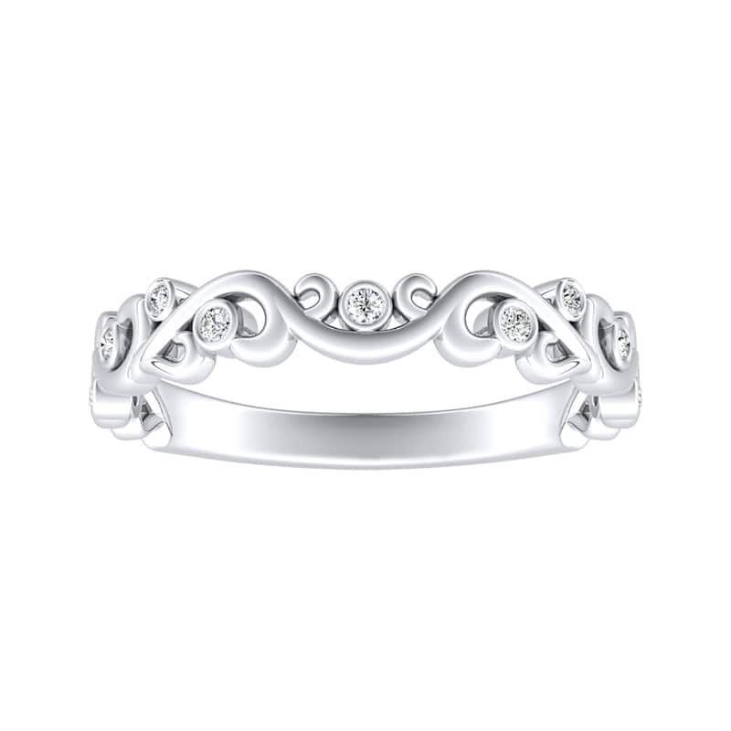 Auriya 1/10ctw Vintage Scroll Diamond Wedding Band 14K Gold