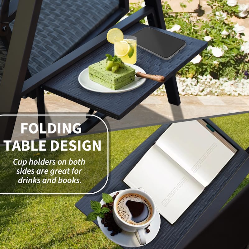 Domi 3-Seat Patio Swing with Adjustable PC Roof and Woven Seats