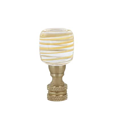 Aspen Creative Clear with Yellow Line Glass Lamp Finial in Copper, 2" Tall - CLEAR & YELLOW