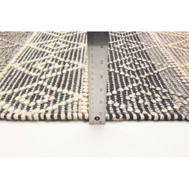 ECARPETGALLERY Braid weave Sienna Grey Wool Rug - 5'0 x 7'9
