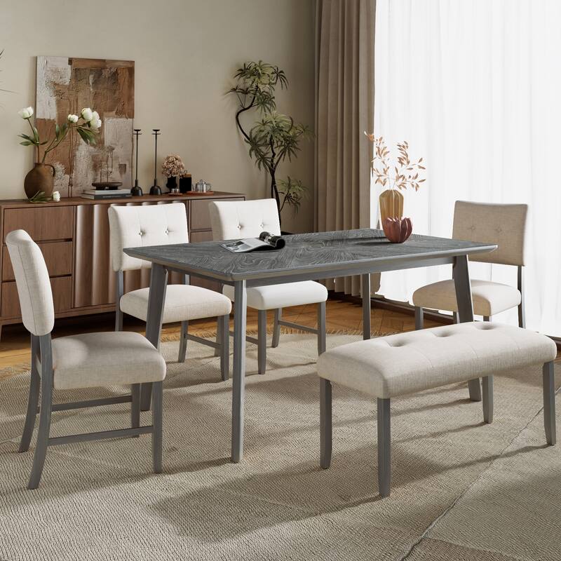 Modern Upholstered Armless Dining Chairs with Wood Legs, Set of 4