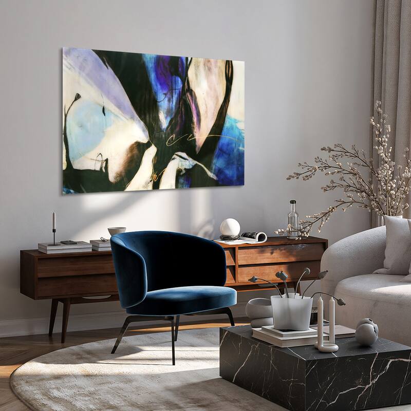 "Motivos" Abstract Frameless Tempered Art Glass Wall Art - Multi-color