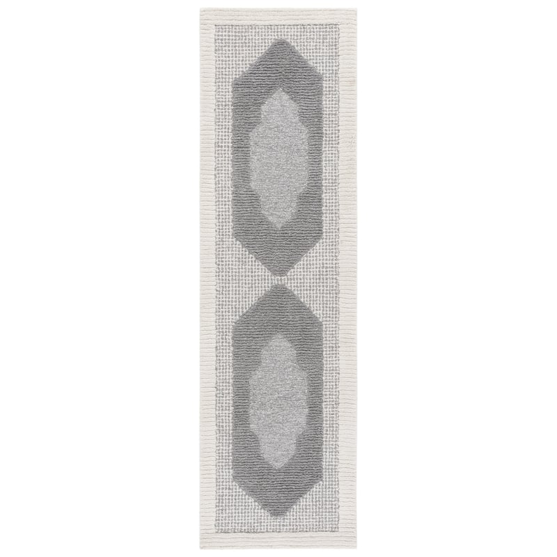SAFAVIEH Handmade Renewal Darshana Rug - 2'3" x 8' Runner - Dark Grey/Ivory