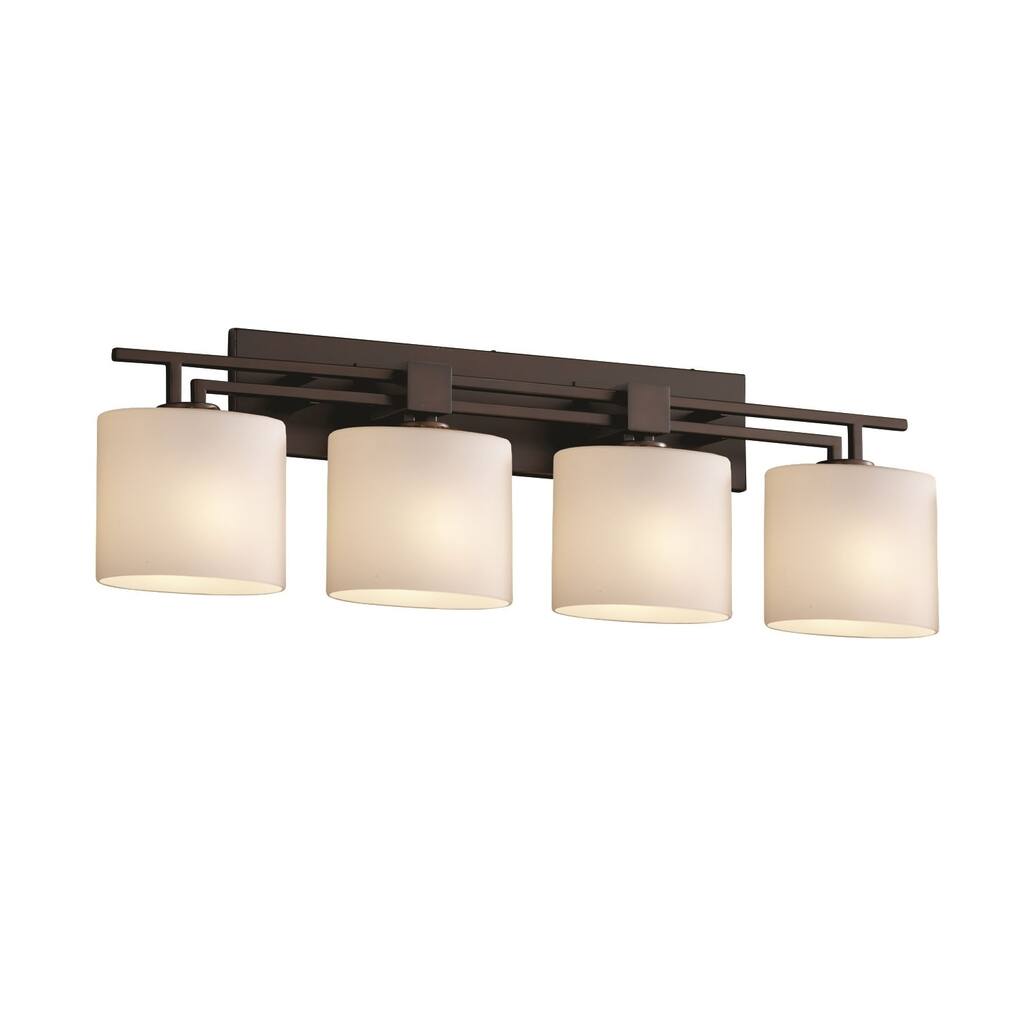 Justice Design Fusion Aero 4-light Dark Bronze Bath Bar, Opal Oval Shade