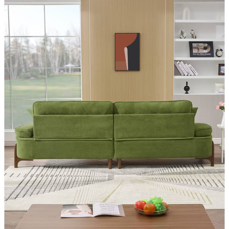 103-inch Green Foam Sofa with Pillows for Multiple Spaces
