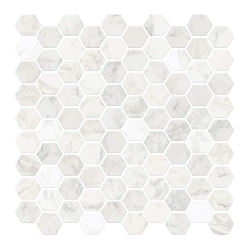 InHome Hexagon Marble Peel & Stick Backsplash Tiles