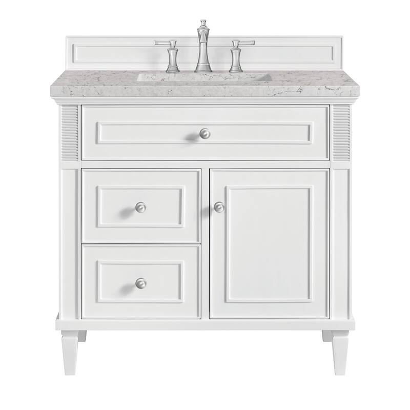 James Martin Vanities 424-V36-3EJP Lorelai 36" Single Basin Wood - Bright White - Painted