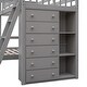 preview thumbnail 20 of 29, Twin Over Full Wooden Bunk Bed with Six Drawers & Three Flexible Shelves, Wooden Bunk Bed Bottom Bed with Wheels for Family