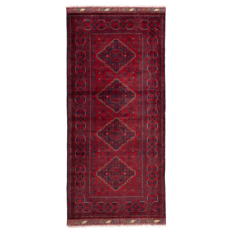 ECARPETGALLERY Hand-knotted Finest Khal Mohammadi Red Wool Rug - 3'1 x 7'0