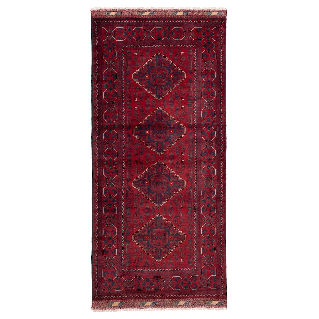 ECARPETGALLERY Hand-knotted Finest Khal Mohammadi Red Wool Rug - 3'1 x 7'0