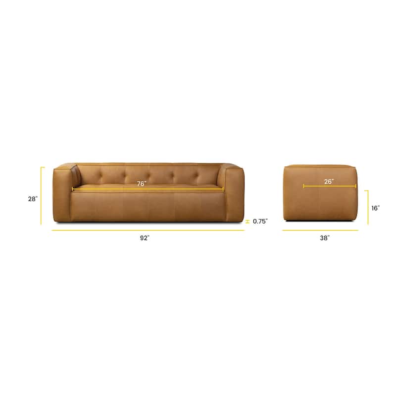Poly & Bark Capa 92" Sofa - Full Grain Genuine Italian Leather