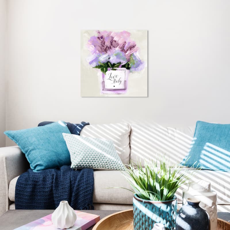 Wynwood Studio Canvas Floral and Botanical Lavender Bouquet Ivory White and Modern & Contemporary Wall Art Canvas Print - 20 x 20
