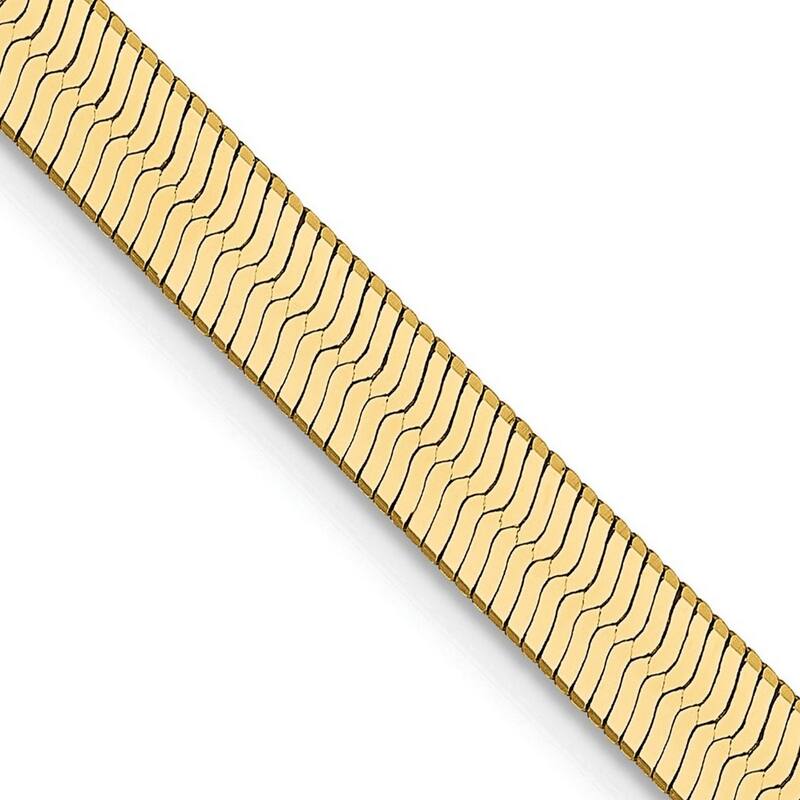 Curata 14k Yellow Gold Solid Polished 4.0mm Silky Herringbone Chain Bracelet