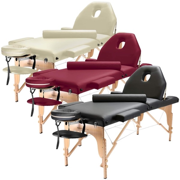 Saloniture Professional Portable Massage Table with Backrest - Multiple Colors Available